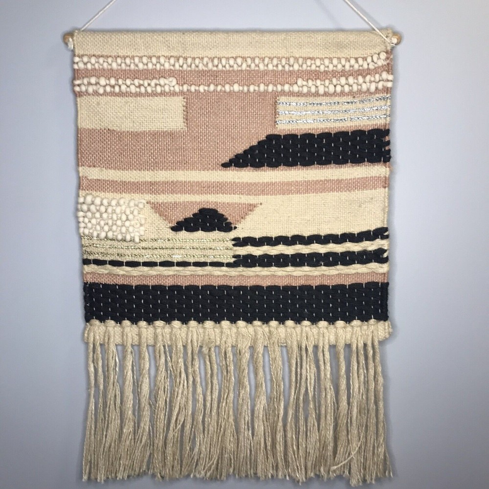 Boho Chic Macrame Woven 3D Art Tapestry Wall Hanging Decor Tassles Fringe